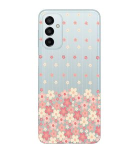 Samsung Galaxy M13 Uyumlu Çiçek Desenli Şeffaf Telefon Kılıfı