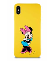 Apple iPhone XS Max Soft Premier Kapak Minnie Mouse-D Tasarımlı Silikon Kılıf - Sarı (Şeffaf)