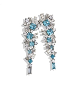 Aquamarine Taşlı Gümüş Küpe