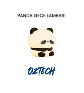 Renk Değiştiren Şarjlı Dokunmatik Panda Bebek Oda Lambası (Krem)