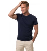 DeepSEA Erkek Lacivert Slim Fit %90 Pamuk Likralı Yumuşak Dokulu Basic Tişört 1801131