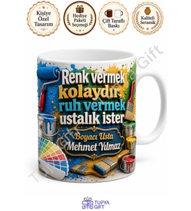 Boyacıya Hediye Kişiye Özel Baskılı Kupa Bardak Boyacı Hediyesi