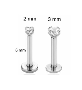 Tektaş Cerrahi Çelik Piercing Tragus Helix Kıkırdak Conch Gümüş Renk 6 mm (2 Adet) (Çok Renkli)