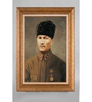 Altın Varaklı Paspartulu Çerçeveli Atatürk Tablo sd388
