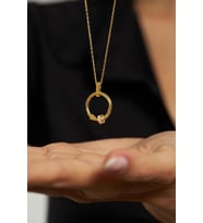 Zirkon Taşlı Gold Cartier Model Çivi Gümüş Kolye