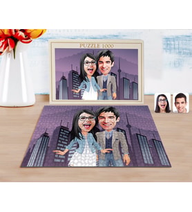 BK Gift Kişiye Özel Sevgililer Karikatürlü 1000 Parça Profesyonel Puzzle-81