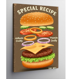 Kanvas Tablo Özel Tarifle Hamburger Posteri
