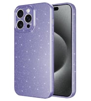 iPhone 15 Pro Max Kılıf Kamera Korumalı Simli Parıltılı Lüks Silikon (Mor)