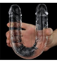 LilituShop 30 cm Şeffaf Çift Taraflı Realistik Dildo Anal Vajinal Penis