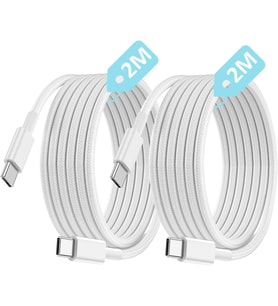 Type C-C ÖRGÜLÜ ve GÜÇLENDİRİLMİŞ BOYUN 60Watt Hızlı Şarj Kablosu (2Ad x 2Metre Beyaz)