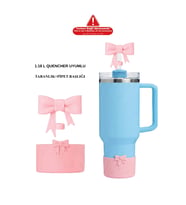 Stanley Quencher Uyumlu 40 oz 1.18 L Uyumlu Termos Aksesuarı Fiyonk+Taban (Pembe)