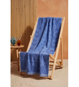 Mavi Retro %100 Pamuklu Plaj Havlusu 70x140 cm
