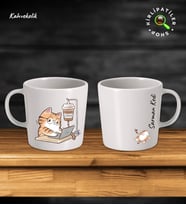 KirliPatiler Taş Kupa Fincan Üzeri Çalışan Kedi Baskılı (Model 7)