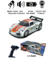1:12 Ölçek Uzaktan Kumandalı Şarjlı Drift Arabası - Büyük Boy Işıklı ve Sesli Yarış Arabası
