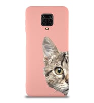 Xiaomi Redmi Note 9 Pro Uyumlu Lansman Kılıf Catface Tasarımlı İçi Kadife Kapak-Pembe (Şeffaf)