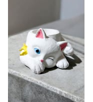 STONELANDER FİYONKLU KEDİ FİGÜRLÜ MUMLUK, SAKSI , DEKORATİF TAKI YÜZÜK SAKLAMA ALANI DOĞUM GÜNÜ HEDİYESİ, ÖZEL GÜN HEDİYESİ, HEDİYELİK EŞYA (Beyaz)