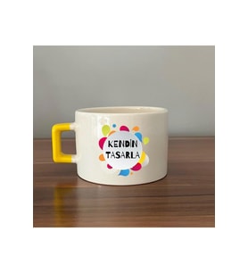 Kendin Tasarla Sarı Kulplu C Fincan