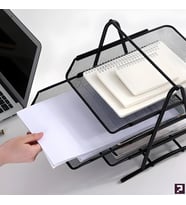 Metal Evrak Rafı Perfore 3 Katlı Hareketli Masaüstü Organizer - Siyah