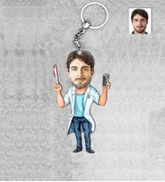 Kişiye Özel Cerrah Doktor Erkek Ahşap Anahtarlık-3
