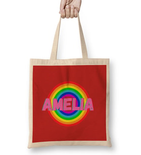 Amelia -Name personalized Custom - vintage Retro Rainbow Style Design Gift Baby-Gift For Her Bez Çanta Uzun Saplı