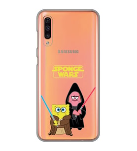 Samsung Galaxy A30S/A50/A50S Uyumlu Sunger Bob Star Wars Desenli Şeffaf Telefon Kılıfı