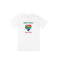 Cape Town Güney Afrika Bayraklı Kalpli Tişört (Beyaz)