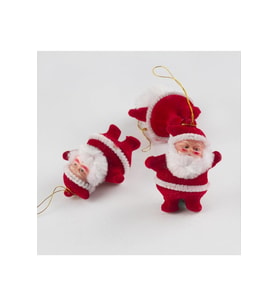 3'lü Noel Baba Yılbaşı Ağaç Süsü (Kırmızı)