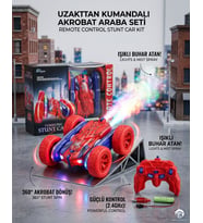 Uzaktan Kumandalı Spiderman Renk Full Fonksiyon 2.4 Ghz Şarjlı Işıklı Buhar Atan 360 Derece Dönebilen Akrobat Araba
