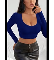 Fantezia Night Kadın Bordo Uzun Kol Kare Yaka Crop Top Bluz