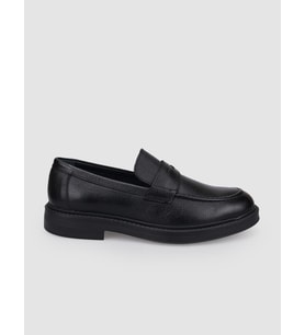 %100 Hakiki Deri Siyah Kemer Detaylı Erkek Loafer