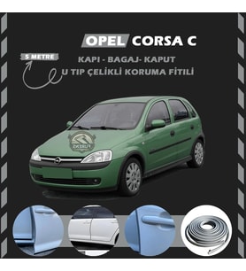 Opel Corsa C Oto Araç Kapı Koruma Fitili 5metre Parlak Gri Renk