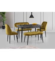 AY MASA VE SANDALYE BENCH TAKIMI, HARDAL SİYAH, 120x70