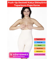Yüksek Bel İz Göstermeyen Kayma Önleyen Push-Up Destekli İnceltici Dikleştirici Toparlayıcı Korse (Ten)
