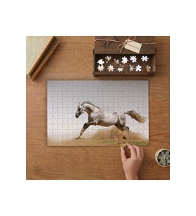 Koşan Beyaz At Tasarımı 240 parça Ahşap Puzzle Ahşap Kutuda MP10871