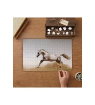 Koşan Beyaz At Tasarımı 240 parça Ahşap Puzzle Ahşap Kutuda MP10871