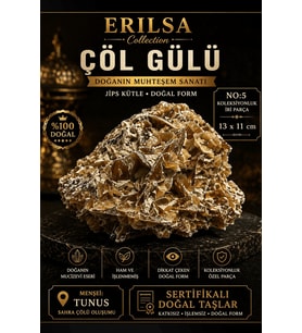 Sertifikalı Çöl Gülü Taşı Kütle - 13x11 cm Koleksiyonluk İri Doğal Jips Kütle Tek Parça (Çok Renkli)