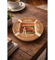 Kemer Temalı Seramik Küllük – Dekoratif Hediyelik, Vintage Masa Üstü Aksesuar (12 cm)
