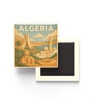 Cezayir - Algeria - Paper Cut Art - Baskılı Buzdolap Magneti Kare - 9x9 cm