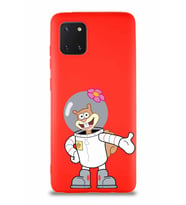 Samsung Galaxy A81 Soft Premier Kapak Sandy Tasarımlı Silikon Kılıf - Kırmızı (Şeffaf)