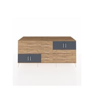 Kronos Konsol 3 Raflı 7 Çekmeceli 4 Kapaklı 220x59x99 Çam-Antrasit/Çam
