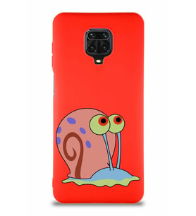 Xiaomi Redmi Note 9S Soft Premier Kapak Salyangoz Gary Tasarımlı Silikon Kılıf - Kırmızı (Şeffaf)