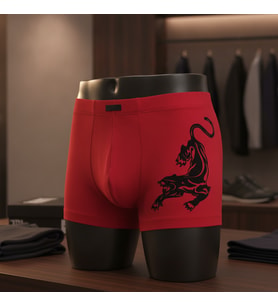 Erkek Flok Panter Baskılı Kırmızı Renk Boxer BB2766