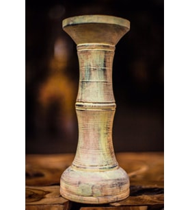 Candle Holder Yellow El Yapımı Ahşap Mumluk (Sarı)