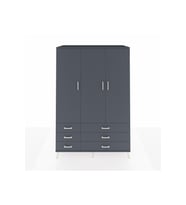 Kronos Dolap 5 Raflı 6 Çekmeceli Tek Askılı 132x59x195 Antrasit-Antrasit/Antrasit