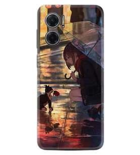 Xiaomi Redmi Note 11E Kılıf Silikon Desen Özel Seri Kız ve Kedi 1762