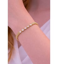 Xuping 14k kuyumcu model Oval Zirkon Taşlı Kadın Bileklik (Altın)