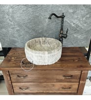 Gümüş Traverten Dışı Patlatma Lavabo
