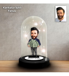KİŞİYE ÖZEL EMLAKÇI TASARIM IŞIKLI KARİKATÜR FANUS BİBLO FN152