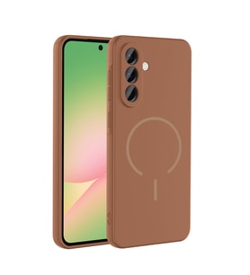 Samsung Galaxy A56 Uyumlu Kılıf M-safe Şarj Özellikli Zore Meta Kapak (Kahverengi)