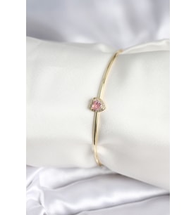 Pembe Zirkon Taşlı Kalp Model Gold Renk Kadın Bileklik 5886 - EEEEEE5042-3934